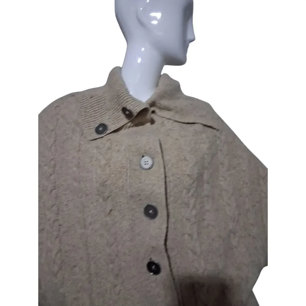 Margaret OLeary Quiet Luxury Womens Small Wool Cashmere‎ Cable Knit Prep Sweater
